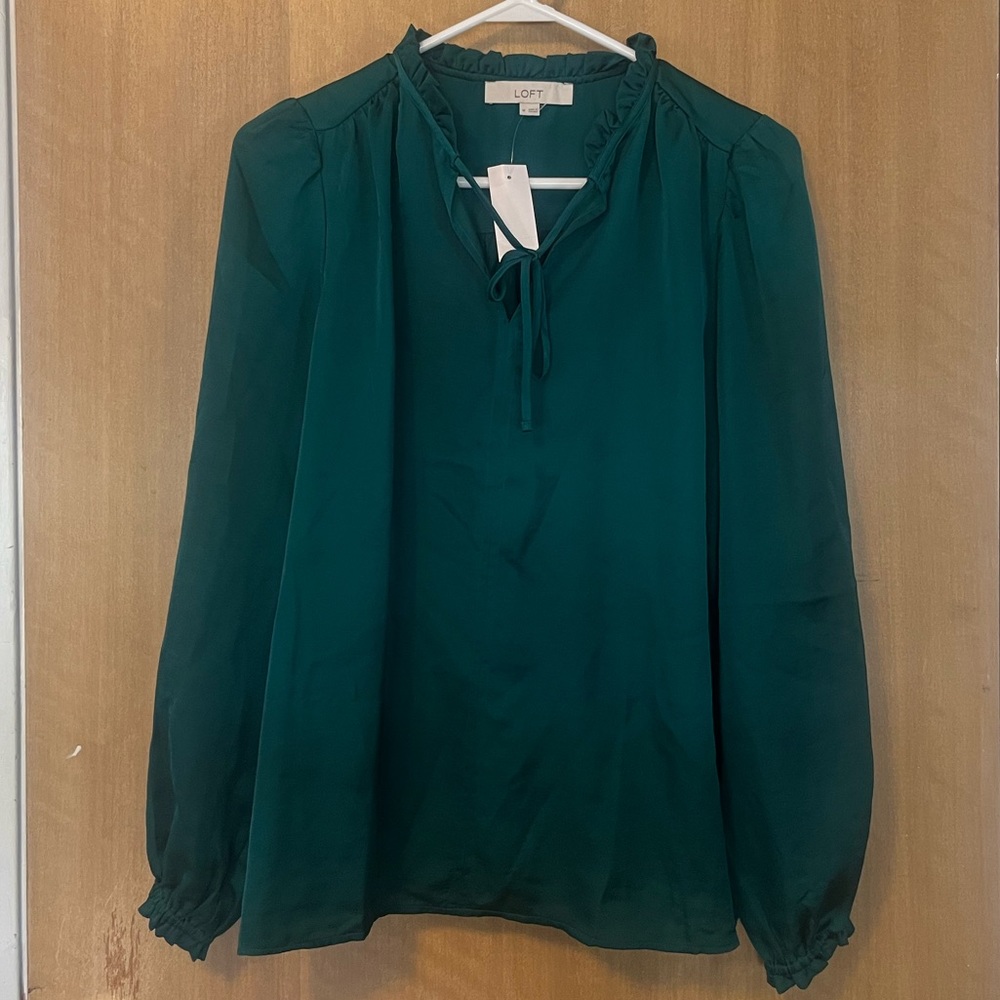 LOFT Ruffle Tie-neck blouse